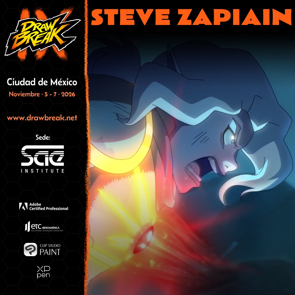 DrawBreak's tweet photo. ¿Eres  fan de Castlevania Nocturne? Entonces no te puedes perder la  presentación de Steve Zapiain quien es especialista en “2D Compositing Retake” y ha trabajado en más proyectos como: Legend of Vox Machina y Scavengers Reign. #db9

Aparta tu lugar en https://t.co/JgO9YzUGd2 https://t.co/vJZpWHzpa2