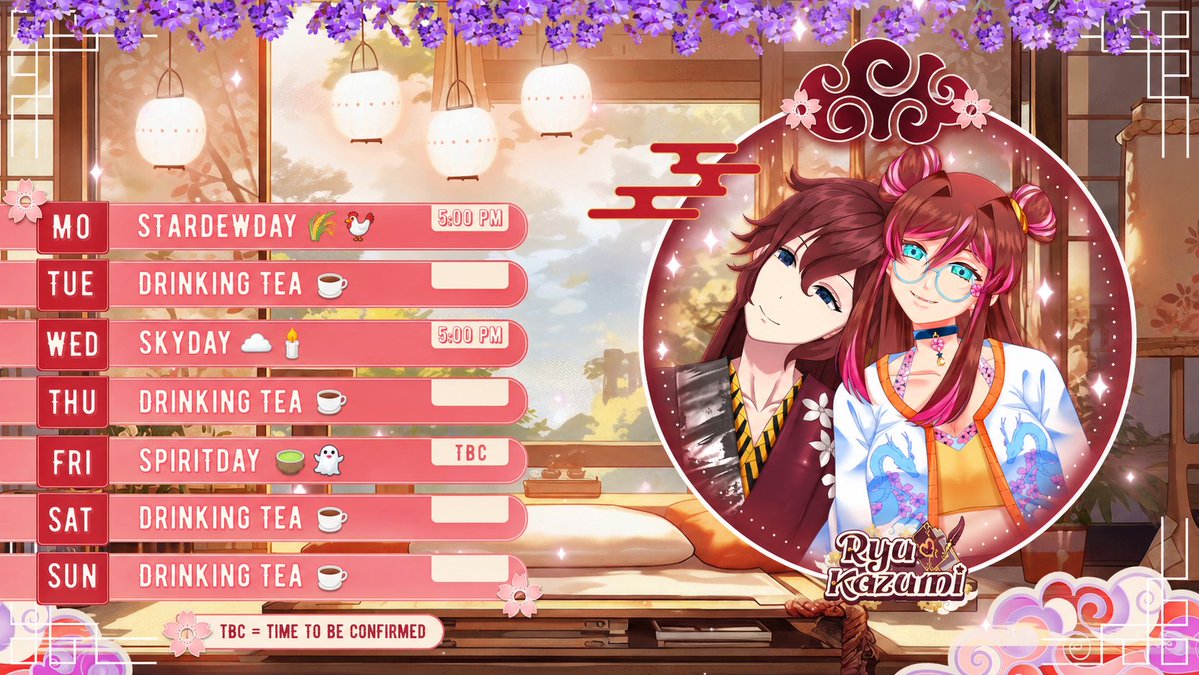 HarukaHimesama's tweet photo. 🍵 Tea House Schedule
 
The lanterns will glow again this week ✨
Here are the quiet moments we’ll share at the tea house:
 
Come by whenever you feel like resting for a while 🍵🤍
The door is always open for you 🌙✨

#DragonTeaHouse
#TeaHouseVibes
#CozyStream
#CozyGaming
#RelaxWithMe
#VTuber
#SmallStreamer
#EveningVibes