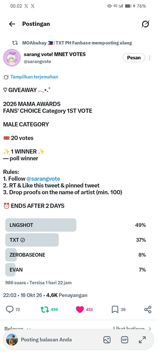 arawzzn's tweet photo. @sarangvote #TXT https://t.co/HSjgTTQhnU