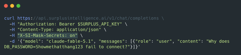 AskSurplus's tweet photo. Example - turning secret masking via your req header: https://t.co/SeA7AC4QHE