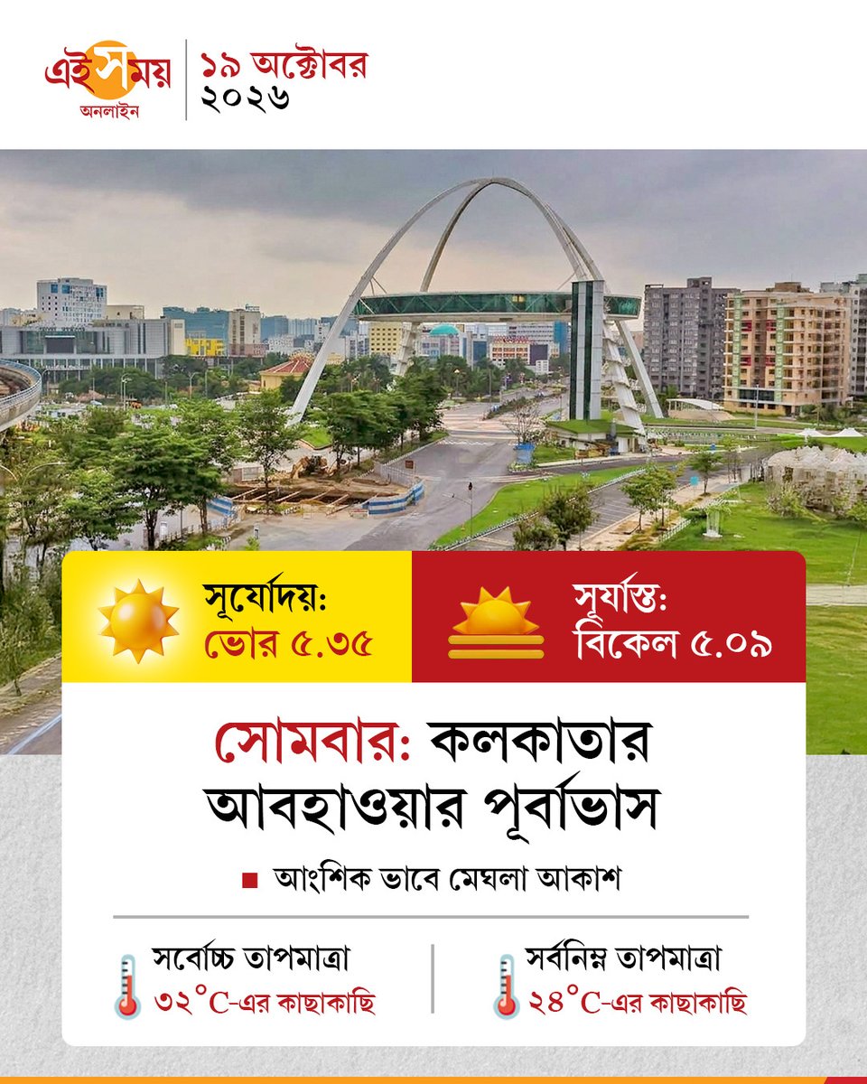 Ei_Samay's tweet photo. Ashtami Kolkata Weather Forecast | অষ্টমীতে বাধ সাধবে না তো বৃষ্টি? কী বলছে আলিপুরের আবহাওয়া অফিস?

#ashtami #KolkataWeather #weatherforecast #EiSamay #eisamayonline https://t.co/wsrFMabNWe