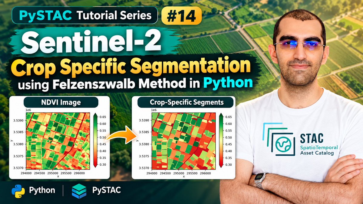 Enginn3r's tweet photo. PySTAC Tutorial-14 Published: Sentinel-2 Crop Specific Segmentation using Felzenszwalb Method in Python
https://t.co/xYicEWN8ss
#PySTAC #Sentinel2 #Python #CropSegmentation #Felzenszwalb #RemoteSensing #PrecisionAgriculture https://t.co/Bd0ZE0QaaY