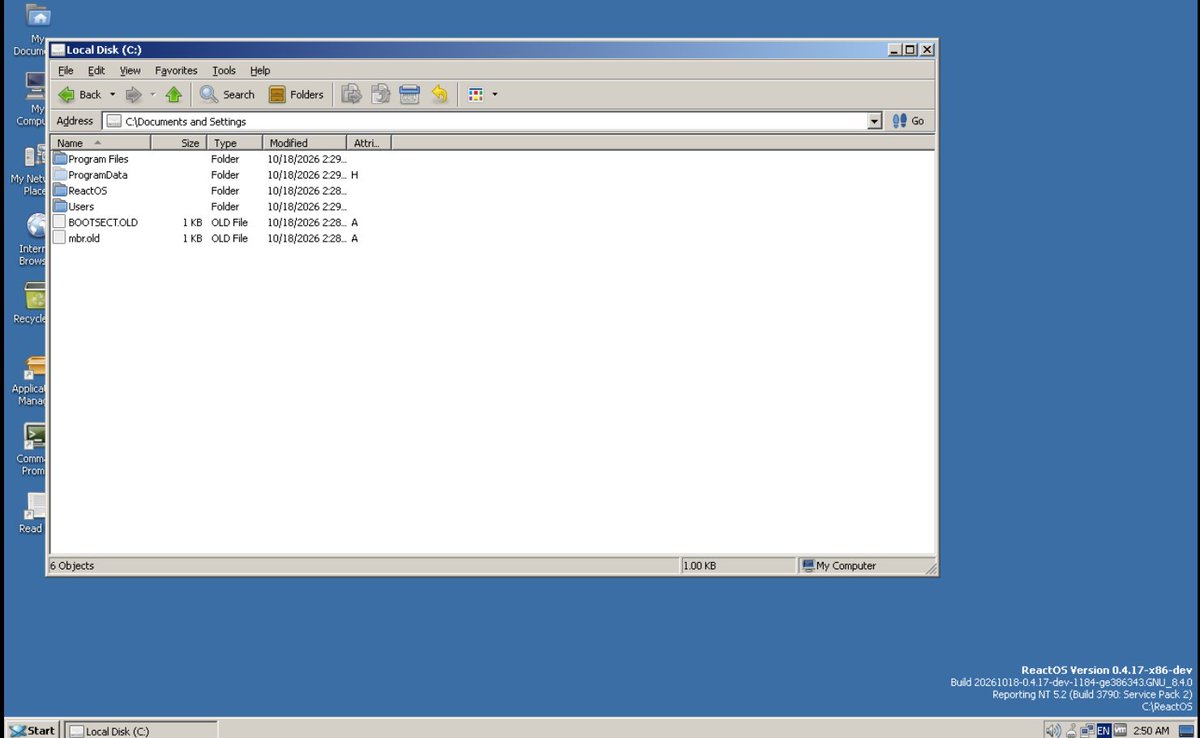 reactos's tweet photo. Documents and Settings directory is now history.
Welcome, Users!

Yes, here you see #ReactOS being transitioned to NT6! https://t.co/tSkidCigLy