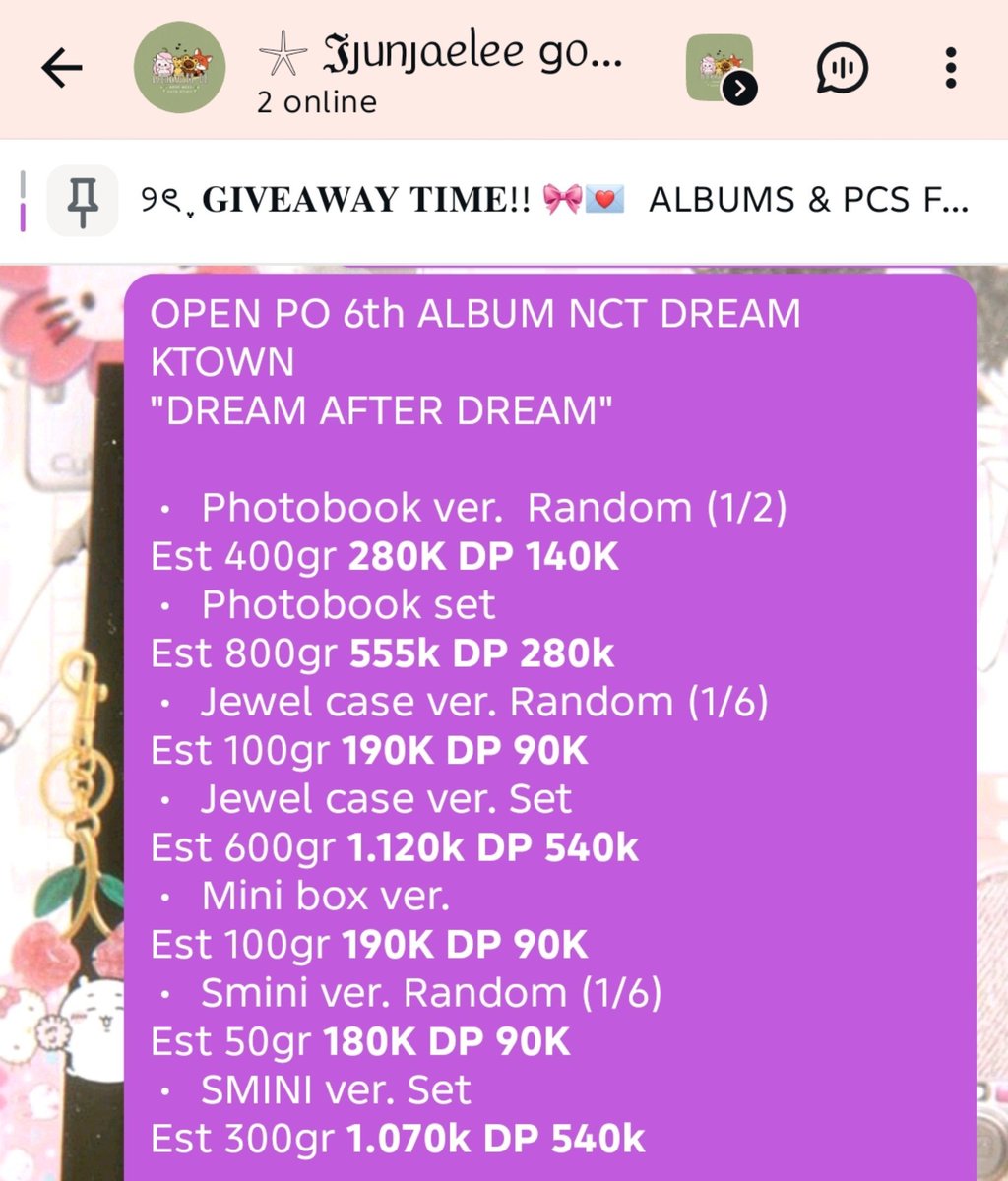 yelownjun_'s tweet photo. OPEN PO 6th ALBUM NCT DREAM KTOWN
"DREAM AFTER DREAM"

✅ GO WA https://t.co/IoTABSU1bp
@jjunjaeleeg0

📌PRICE IN THE PICT 👇👇👇

#NCTDREAM #wts #album #preorder #Official https://t.co/4dADOMVmgp