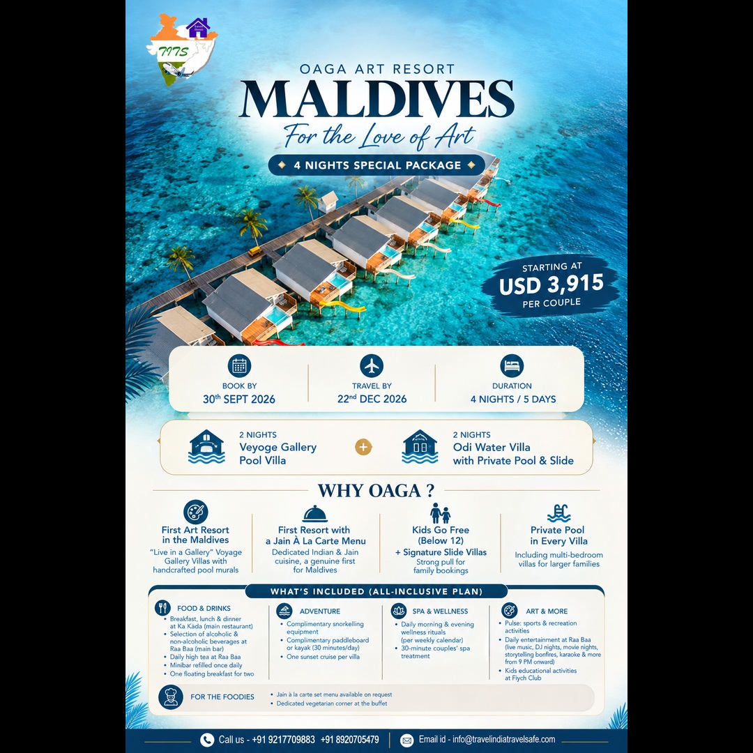 alisha0612's tweet photo. Escape to paradise with a 4-night/5-day Oaga Art Resort Maldives package from USD 3, 915 per couple. Includes pool villas, all-inclusive dining, spa, adventures, and kids under 12 stay free. Book by 30 Sept 2026. https://t.co/n8Rd05TBzX