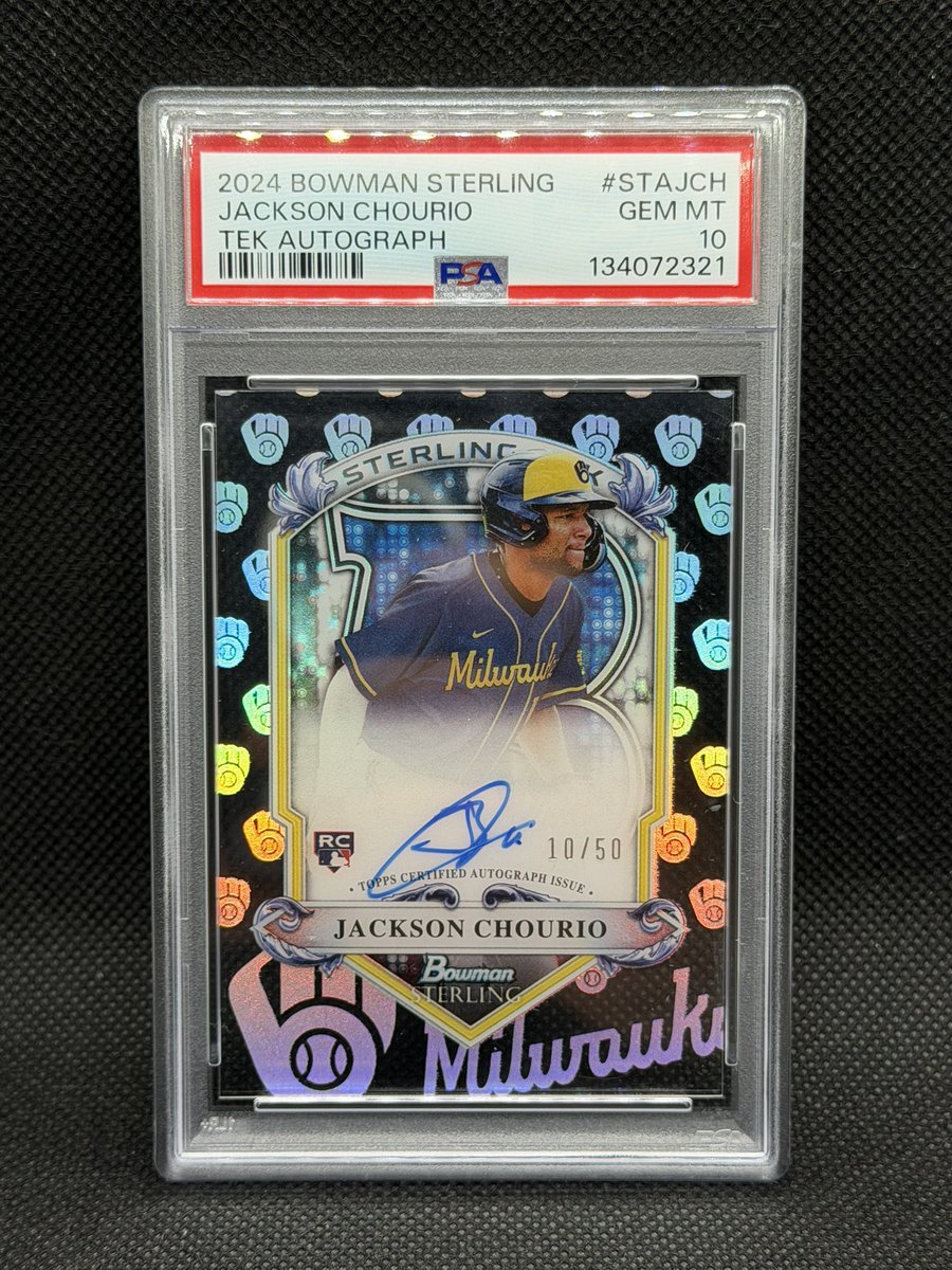 805CardHouse's tweet photo. @SlabtownCollect @3bangerbreaks Good morning hobby fam! I’ve reduced prices on these  bangers! 🔥🔥🔥🔥🔥
Jackson Chourio RC auto /50 PSA10 $700
Brock Purdy auto /50 $250
Yamamoto Topps Chrome Black /10 $200
Elly De La Cruz RC Becket 10 auto $250
Al prices shipped! 
#TheHobby #Collecting #SportsCards https://t.co/Azaf2UhYR9