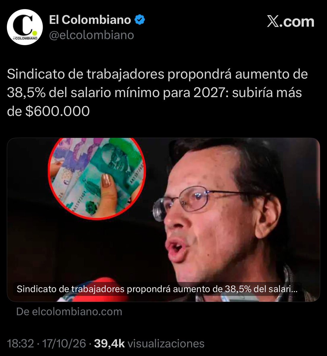 luisangelgd's tweet photo. A Petro los sindicatos en 2025 le pidieron 16%. A Abelardo en 2026 le piden 38,5%, más del doble.

Dejó de ser una negociación, es ganas de joder la vida, desestabilizar e incendiar el país. https://t.co/Qz2JoXthF9