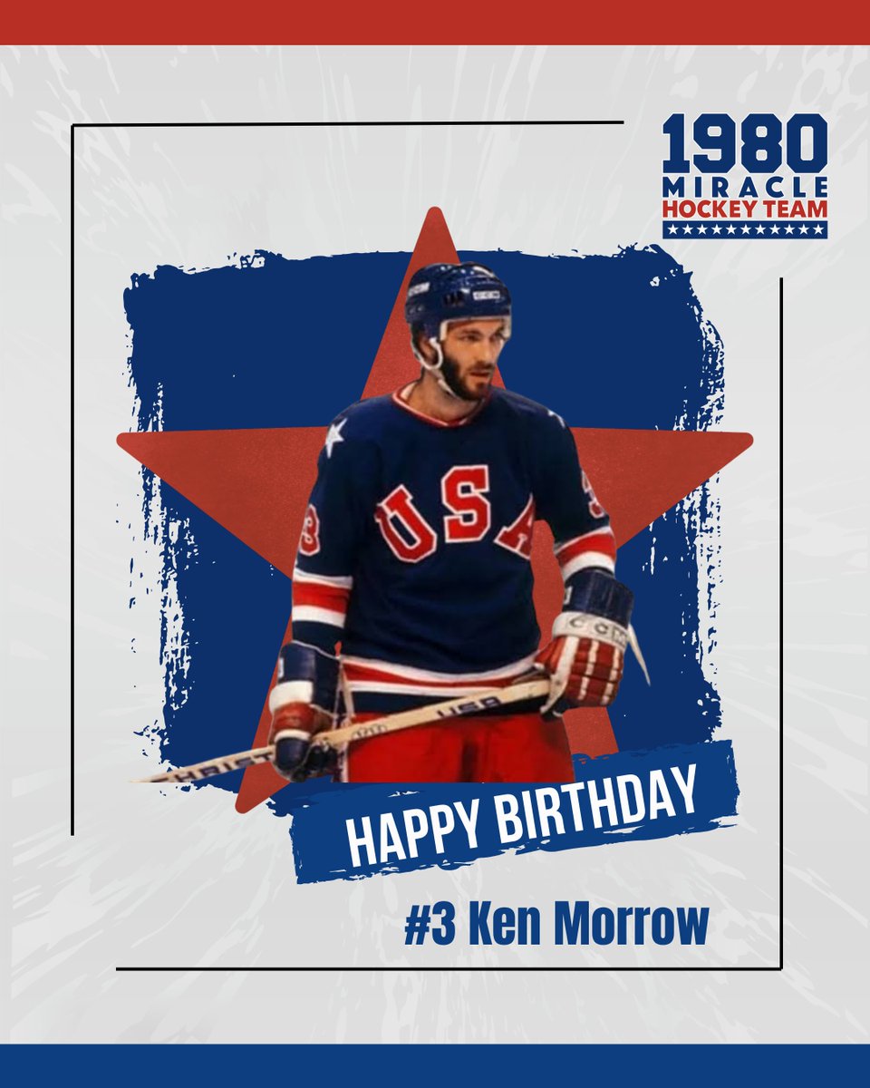 1980MiracleTeam's tweet photo. 🚨1980 Birthday Alert!🚨  

Happy Belated 70th Birthday to #3 Ken Morrow!🎂  

We missed Ken's big milestone by a day but he still remains our steady force!  Built for big moments - calm, 
physical &amp; dependable on the blue line.🇺🇸  

Join us in wishing Ken a great 70th birthday! https://t.co/VyasrVeUAP