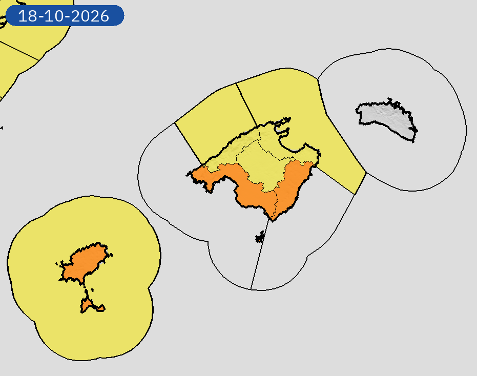 AEMET_Baleares's tweet photo. 18/10 18:42 AVISOS HOY Y MAÑANA | Illes Balears: costeros, lluvias y tormentas. Nivel máximo de aviso: rojo.
Actualizaciones en https://t.co/5xR91vsuMu https://t.co/SCJVGEinqX