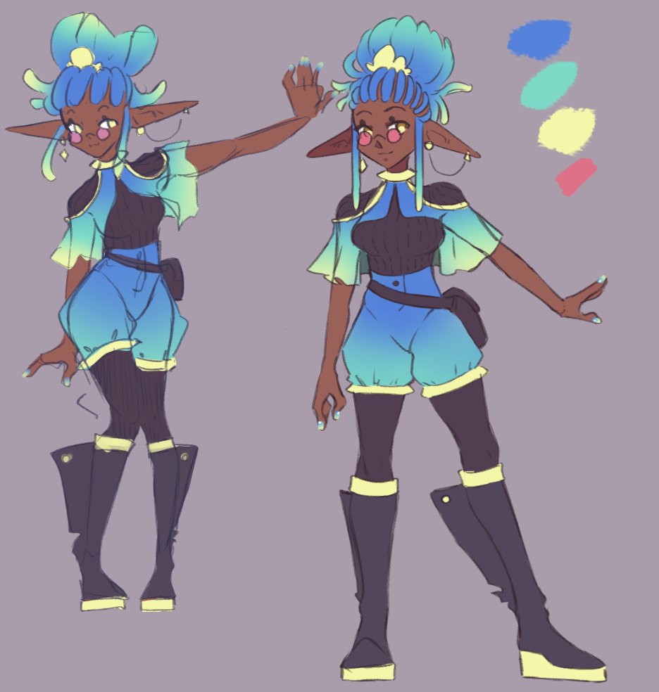 reykuna's tweet photo. Updated her design again for a more casual merchant/apothecary look! :3 https://t.co/3stfjZDSVl