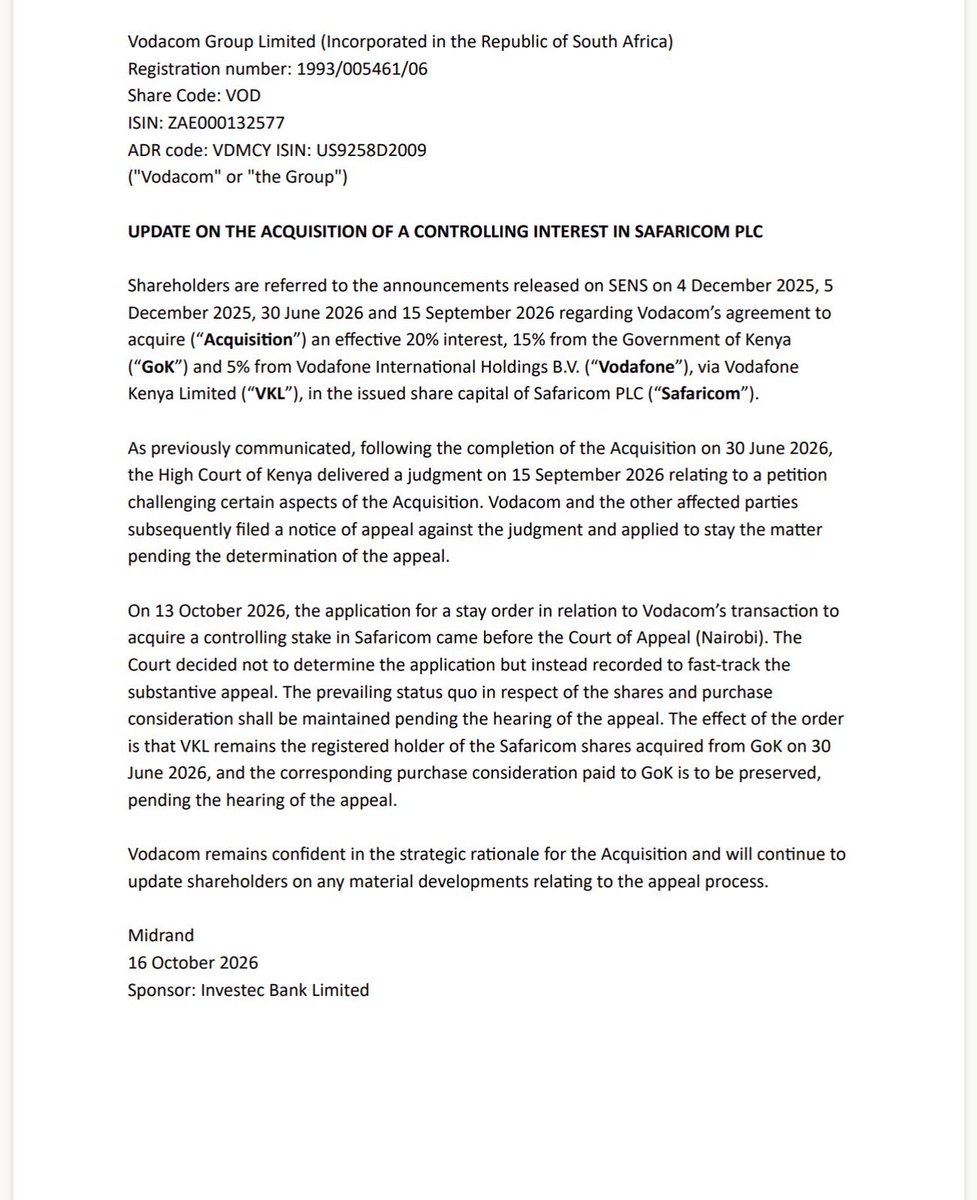 C_NyaKundiH's tweet photo. Here @PeterNdegwa_ is misinforming shareholders in South Africa. Look at this misleading communication #OverhaulSaf https://t.co/jjRAAv1EFr