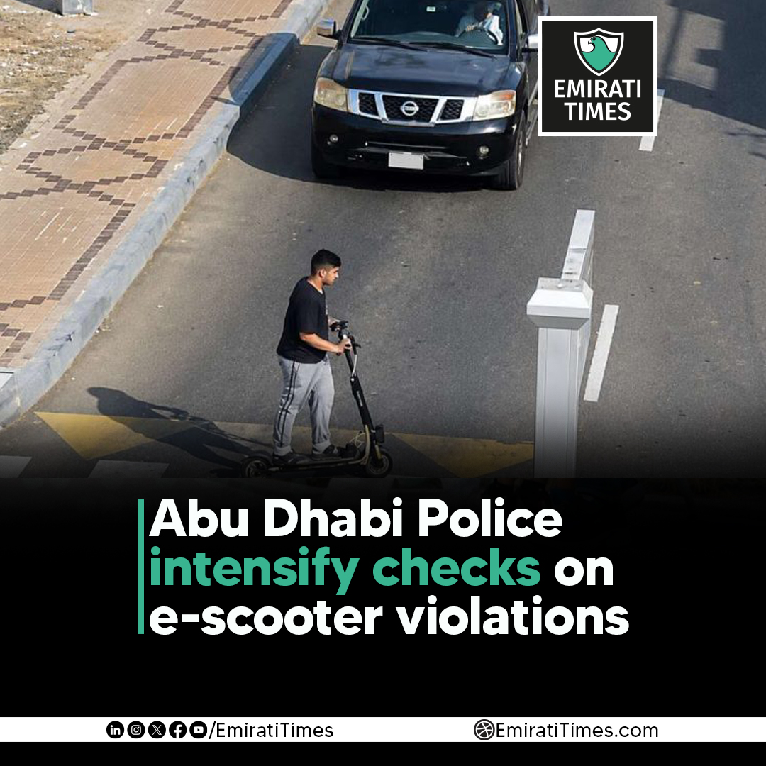 EmiratiTimes's tweet photo. Abu Dhabi Police intensify checks on e-scooter violations
https://t.co/n30vR6Rq8T

#AbuDhabiPolice #EScooters #ElectricScooters #RoadSafety #TrafficViolations #TrafficRules #ScooterSafety #UAEUpdates #EmitratiTimes @ADPoliceHQ https://t.co/rrI5qhvnS5
