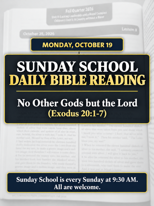 STRGERHOPE's tweet photo. Sunday School Daily Bible Reading

God's Works Are Not Forgotten
"No Other Gods but the Lord" (Exodus 20:1-7)

Read. Study. Meditate. Apply. Grow https://t.co/qqPxmBwh99