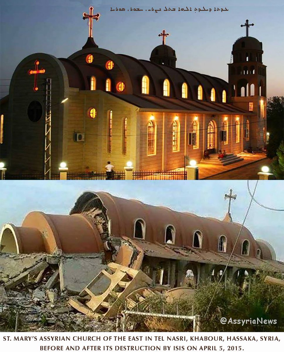 TodayAssyria's tweet photo. ✝️ THE DESTRUCTION OF ASSYRIAN CHRISTIAN CHURCHES — FROM MESOPOTAMIA TO EUROPE: THE WEST MUST LEARN FROM HISTORY!

⛪ Assyrian Christian Heritage Under Attack Since 2003

Assyrian Christians are among the world's oldest Christian communities, with roots in Mesopotamia dating to the earliest centuries of Christianity. Their churches, monasteries, and Syriac-Aramaic traditions form an important part of the religious and cultural heritage of Iraq and Syria.

Since the US-led invasion of Iraq in 2003, Assyrian Christian communities have faced increasing violence, persecution, forced displacement, and the destruction of churches and religious heritage, particularly at the hands of Islamist extremist groups.

Between 2003 and 2017, more than 140 Assyrian Christian churches were reportedly damaged or destroyed across Iraq and Syria by ISIS and other Islamist extremist groups. This figure remains an estimate rather than an independently verified total.

📸 The four photographs illustrate only a small fraction of the destruction of Assyrian Christian churches.

🔥 Documented Attacks in Iraq and Syria

🇮🇶 Iraq, 2003–2017: Following the US-led invasion, Christian communities experienced church bombings, kidnappings, killings, threats, and mass displacement.

In 2014, ISIS occupied Mosul and large parts of the Nineveh Plains, including historically Christian towns such as Qaraqosh (Baghdeda), Bartella, and Karamlesh. More than 100,000 Christians fled their homes.

🇸🇾 Syria, 2015: ISIS attacked Assyrian villages along the Khabur River, abducted more than 200 Christians, and destroyed or damaged churches and homes.

⛪ Religious heritage: Among the affected sites were historic churches and monasteries, including Mar Behnam Monastery and St. Elijah's Monastery in Iraq.

These attacks contributed to the substantial decline of Christian communities in parts of Mesopotamia.

⚠️ Islamist Extremism and Attacks in Europe

Violent Islamist extremism has also been responsible for attacks against Christian worshippers and religious sites in Europe.

🇫🇷 France, 2016: ISIS-inspired attackers murdered Father Jacques Hamel inside a church in Saint-Étienne-du-Rouvray.

🇫🇷 France, 2020: Three people were killed in an Islamist terrorist attack at the Basilica of Notre-Dame in Nice.

🇫🇷 Lyon, September 2025: Ashur Sarnaya, a 45-year-old Assyrian Christian refugee who fled Iraq during the rise of ISIS, was murdered in Lyon, France, while broadcasting Christian content on TikTok. Ashur, who used a wheelchair, had sought safety and religious freedom in Europe. French anti-terrorism authorities investigated the killing, and a suspect was charged in connection with a terrorist enterprise. The case has been investigated as a suspected Islamist terrorist attack, although the motive has not been established by a final court judgment.

Churches in Europe have also experienced arson, vandalism, and desecration. However, these incidents have different causes, and they cannot all be attributed to Islamist extremists.

🕊️ Protection of Assyrian Christian Heritage

The destruction of churches in Iraq and Syria has affected not only religious buildings but also the communities, manuscripts, traditions, and cultural heritage associated with them.

Despite reconstruction efforts, displacement, insecurity, and emigration continue to affect the future of Assyrian Christian communities.

The experience of Assyrian Christians in Iraq and Syria provides an important lesson for Europe and the wider Western world: religious extremism must be confronted, freedom of worship protected, and historic religious monuments preserved.

Protecting Assyrian Christian heritage requires the preservation of historic churches and monuments, security for remaining communities, religious freedom, and support for displaced families wishing to return.

⛪ PROTECT ASSYRIAN CHRISTIAN CHURCHES, SACRED MONUMENTS, AND THEIR ANCIENT RELIGIOUS AND CULTURAL HERITAGE!

#AssyrianChristians #AssyrianHeritage #ChristianHeritage #Assyrian #Assyrians #Assyria #Mesopotamia #Nineveh #Khabur #Iraq #Syria #ReligiousFreedom #CulturalHeritage #JusticeForAshurSarnaya #ProtectHistoricChurches #StopReligiousExtremism