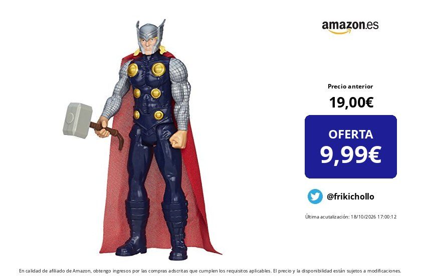 frikichollo's tweet photo. ❌ Precio anterior: 19,00 € 
💶 OFERTA: 9,99 € (-47%)

✅ Cómpralo aquí 👉 https://t.co/Eav1yz9oer

Marvel - Figura de acción Thor, tamaño 30.5 cm (Hasbro B1670AS0)

 #thor #vengadores https://t.co/DBVmXfTqXo
