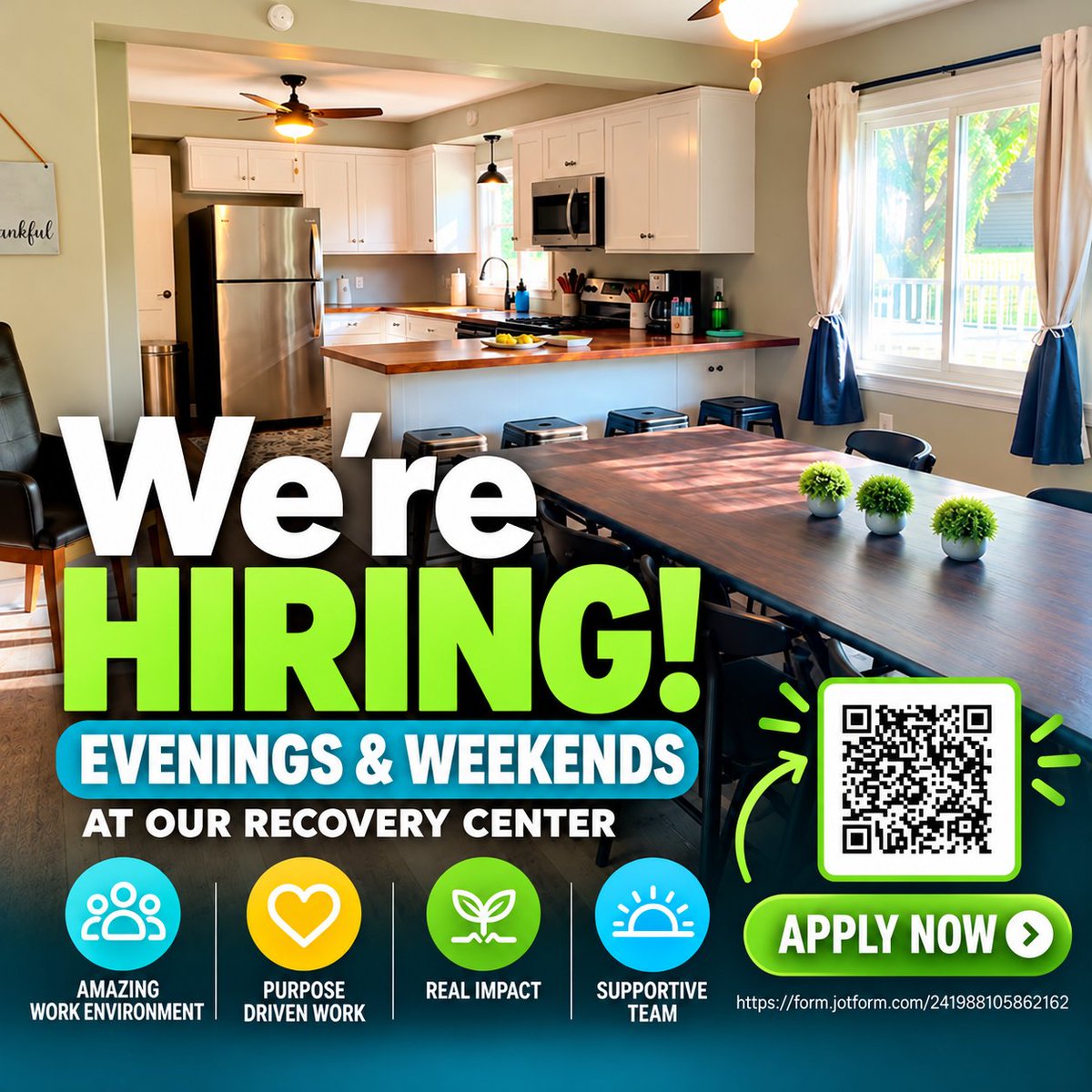 HRC_Medina's tweet photo. WE'RE HIRING! PART TIME EVENINGS &amp; WEEKENDS! 

 Looking for more than just a job? Looking for work that truly matters? At Hope Recovery Community, every day is an opportunity to make a difference in someone's life. 

APPLY TODAY! https://t.co/v4eL92tcjv https://t.co/AICAuAhEAs
