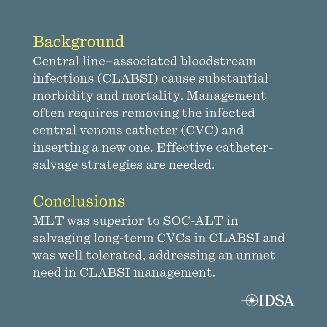 CIDJournal's tweet photo. Randomized Trial Comparing Minocycline-EDTA-Ethanol Lock to Standard-of-Care Antibiotic Lock for Management of Central Line–Associated Bloodstream Infection

✅ Just Accepted
🔗 https://t.co/mLfJ8Uc1ML https://t.co/1tGaUyLZFL