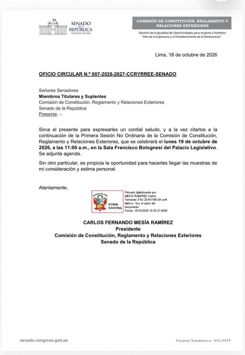 Epicentro_TV's tweet photo. Presidente de la Comisión de Constitución del Senado convoca para mañana lunes a las 11 de la mañana la continuación del debate de facultades legislativas. Es el único punto de la agenda. https://t.co/LMQxIN4u5p