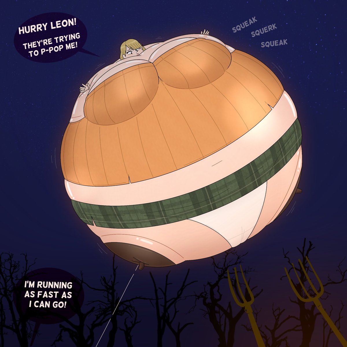 m23cartoons's tweet photo. Previously exclusive patreon doodle from 2021 - After being kidnapped and filled with helium by some dastardly villains, the daughter of the president finds herself in a rather precarious situation. Thankfully agent Leon Kennedy has retrieved her from their evil clutches! https://t.co/ZBkFhxdFjG