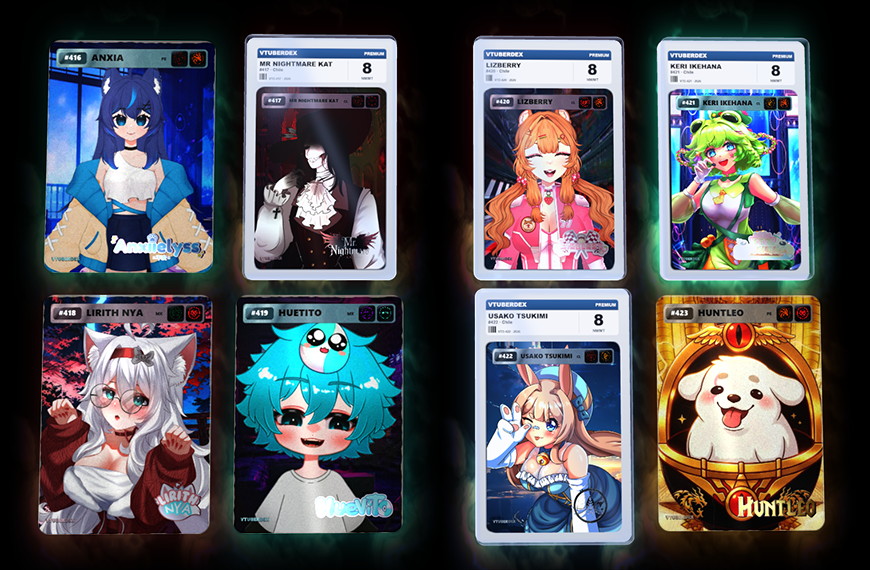 Ritcher_Code's tweet photo. Se han actualizado 32 fichas al nuevo formato de cartas de VTuberDEX.  
Los siguientes VTubers ya cuentan con este formato:

@anxielyss @anxiielyss 
@Hi_Im_KatVT 
@lirithnya 
@huetito_ 
@LizberryVT 
@IkehanaKeri 
@Usako_TsukimiVT 
@3HuntLe0 
@Xeno_lancer 
@Ikki_Pudu 
@AzuNightVT 
@VtKyu 
@rojosenpai_vt 
@HappyPizzaVT 
@YuzuLine_ 
@YuunoKuronagi 
@AkamiChiyo 
@shirnoxaniik 
@shion_tsukino 
@_RoloVT 
@YaeMomo_VT 
@Biotari_ 
@Morguii_01 
@Scoxta_2AM 
@Aurum_DolaVT 
/Rosie Burns (Sin Twitter)
@patotodile 
@Umbreoli 
@KOZ_AETERNAM 
@Dusterguster 
@RubyRiotVT 
@TomiAFStudios @TomiAF1 

¡Vayan a seguirlos si todavía no lo han hecho, chicos!
Y espero que les guste el nuevo formato.

Esto es: https://t.co/2t2QgCI7Nz