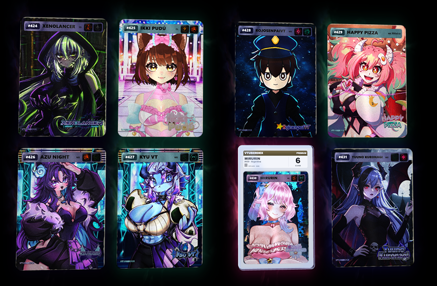 Ritcher_Code's tweet photo. Se han actualizado 32 fichas al nuevo formato de cartas de VTuberDEX.  
Los siguientes VTubers ya cuentan con este formato:

@anxielyss @anxiielyss 
@Hi_Im_KatVT 
@lirithnya 
@huetito_ 
@LizberryVT 
@IkehanaKeri 
@Usako_TsukimiVT 
@3HuntLe0 
@Xeno_lancer 
@Ikki_Pudu 
@AzuNightVT 
@VtKyu 
@rojosenpai_vt 
@HappyPizzaVT 
@YuzuLine_ 
@YuunoKuronagi 
@AkamiChiyo 
@shirnoxaniik 
@shion_tsukino 
@_RoloVT 
@YaeMomo_VT 
@Biotari_ 
@Morguii_01 
@Scoxta_2AM 
@Aurum_DolaVT 
/Rosie Burns (Sin Twitter)
@patotodile 
@Umbreoli 
@KOZ_AETERNAM 
@Dusterguster 
@RubyRiotVT 
@TomiAFStudios @TomiAF1 

¡Vayan a seguirlos si todavía no lo han hecho, chicos!
Y espero que les guste el nuevo formato.

Esto es: https://t.co/2t2QgCI7Nz
