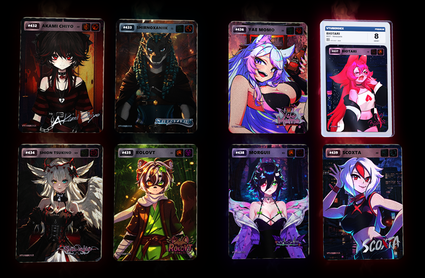 Ritcher_Code's tweet photo. Se han actualizado 32 fichas al nuevo formato de cartas de VTuberDEX.  
Los siguientes VTubers ya cuentan con este formato:

@anxielyss @anxiielyss 
@Hi_Im_KatVT 
@lirithnya 
@huetito_ 
@LizberryVT 
@IkehanaKeri 
@Usako_TsukimiVT 
@3HuntLe0 
@Xeno_lancer 
@Ikki_Pudu 
@AzuNightVT 
@VtKyu 
@rojosenpai_vt 
@HappyPizzaVT 
@YuzuLine_ 
@YuunoKuronagi 
@AkamiChiyo 
@shirnoxaniik 
@shion_tsukino 
@_RoloVT 
@YaeMomo_VT 
@Biotari_ 
@Morguii_01 
@Scoxta_2AM 
@Aurum_DolaVT 
/Rosie Burns (Sin Twitter)
@patotodile 
@Umbreoli 
@KOZ_AETERNAM 
@Dusterguster 
@RubyRiotVT 
@TomiAFStudios @TomiAF1 

¡Vayan a seguirlos si todavía no lo han hecho, chicos!
Y espero que les guste el nuevo formato.

Esto es: https://t.co/2t2QgCI7Nz