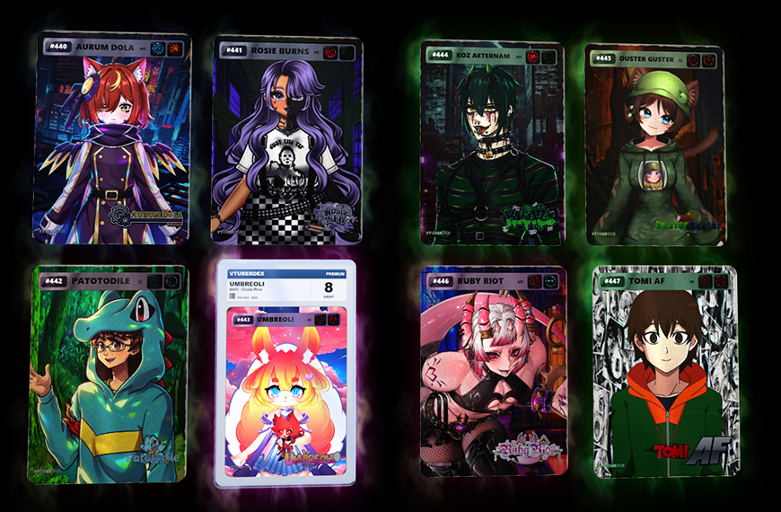 Ritcher_Code's tweet photo. Se han actualizado 32 fichas al nuevo formato de cartas de VTuberDEX.  
Los siguientes VTubers ya cuentan con este formato:

@anxielyss @anxiielyss 
@Hi_Im_KatVT 
@lirithnya 
@huetito_ 
@LizberryVT 
@IkehanaKeri 
@Usako_TsukimiVT 
@3HuntLe0 
@Xeno_lancer 
@Ikki_Pudu 
@AzuNightVT 
@VtKyu 
@rojosenpai_vt 
@HappyPizzaVT 
@YuzuLine_ 
@YuunoKuronagi 
@AkamiChiyo 
@shirnoxaniik 
@shion_tsukino 
@_RoloVT 
@YaeMomo_VT 
@Biotari_ 
@Morguii_01 
@Scoxta_2AM 
@Aurum_DolaVT 
/Rosie Burns (Sin Twitter)
@patotodile 
@Umbreoli 
@KOZ_AETERNAM 
@Dusterguster 
@RubyRiotVT 
@TomiAFStudios @TomiAF1 

¡Vayan a seguirlos si todavía no lo han hecho, chicos!
Y espero que les guste el nuevo formato.

Esto es: https://t.co/2t2QgCI7Nz