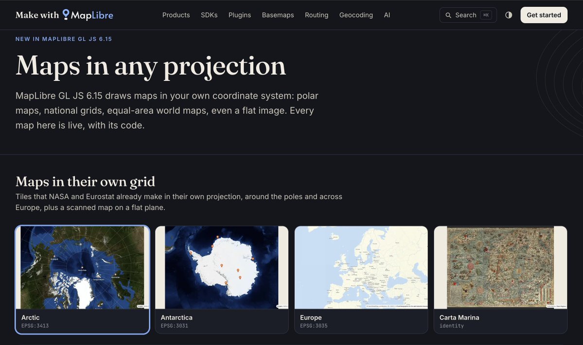 orbatmapper's tweet photo. MapLibre 6.15 now supports maps in any projection. That is actually quite exciting news. https://t.co/30fVkNGNvC