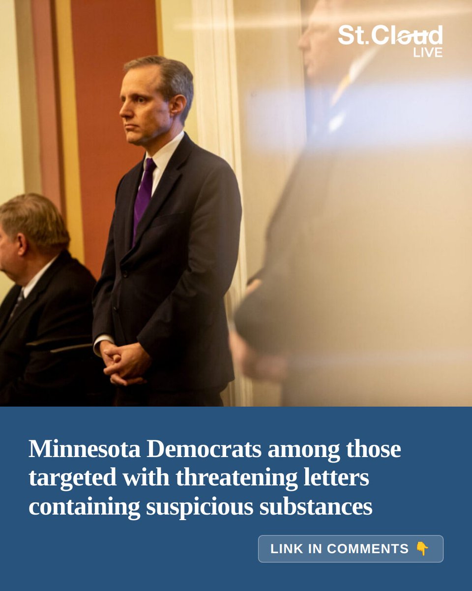 StCloudLive's tweet photo. Minnesota Secretary of State Steve Simon said in a statement the unidentified white powder in the package sent to his office is being tested by the U.S. Postal Inspection Service.
🔗 in reply https://t.co/apm94X4BpI