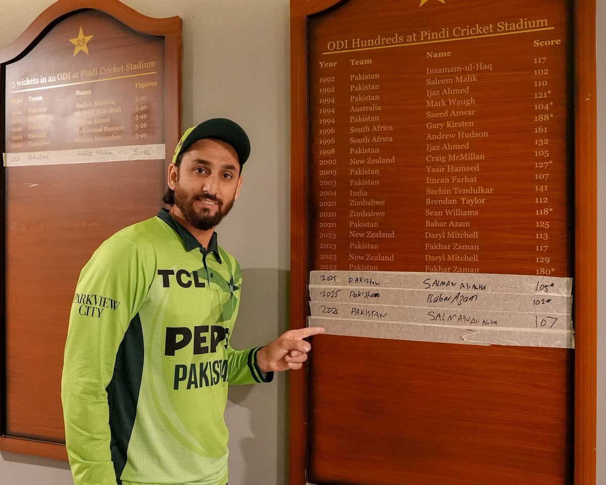 CallMeDigital1_'s tweet photo. A SPECIAL KNOCK, A SPECIAL ACHIEVEMENT! 

- Agha etches his name on the Rawalpindi honours board with his second century at Rawalpindi! https://t.co/mDjdtTCgto