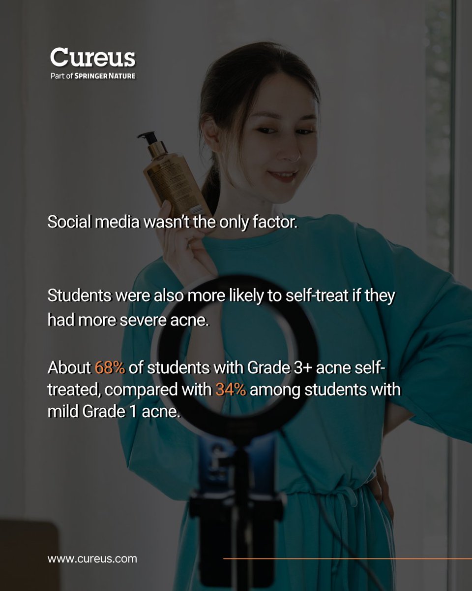 CureusMedical's tweet photo. Skincare advice now lives in the same feed as entertainment, ads and influencer content.
Among medical students with acne, viewing acne-related TikTok/Reels content was associated with more unsupervised product use.
https://t.co/fABMSal6k4
#Dermatology #Cureus https://t.co/pWXB7ipSxo