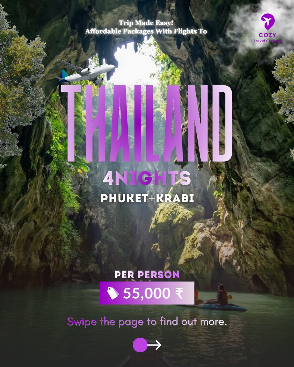 harunirgin's tweet photo. Thailand awaits. Escape to Phuket and Krabi with a curated 4-night package featuring direct flights, stays, island tours, transfers, free SIM and travel insurance. Starting at ₹55, 000 per person. DM to reserve. https://t.co/qy7xnyfjBH
