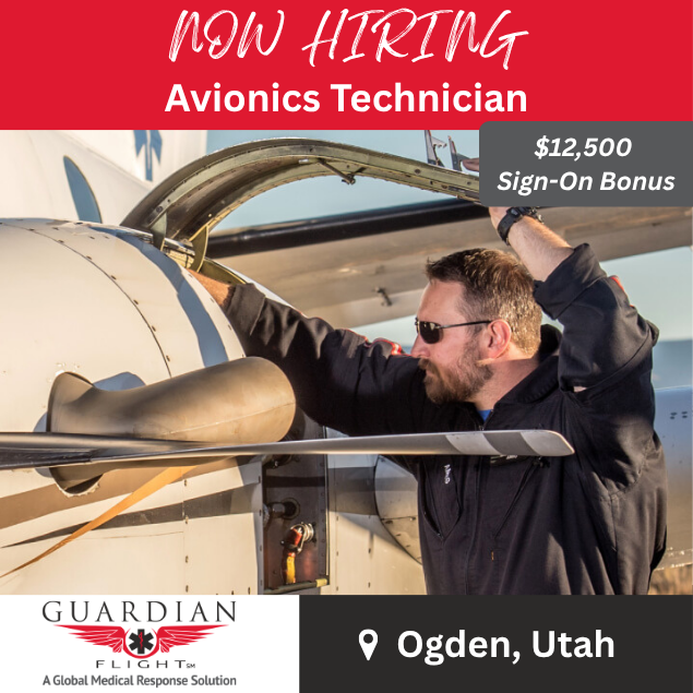 JSfirm's tweet photo. Guardian Flight is hiring an Avionics Technician to join our team in Ogden, Utah!

✴️ $78,287 - $113,480 annually (including 20% geo modifier)
✴️ $12,500 Sign-On Bonus
✴️ Monday- Friday Schedule

Apply here ➡️ https://t.co/ES9Dv0Ut58 https://t.co/W2xSxRWD93