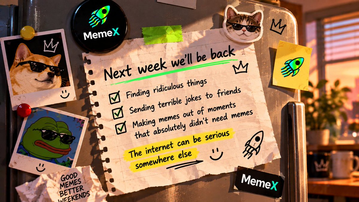 BOT_MEMEX's tweet photo. Next week we'll be back

Finding ridiculous things

Sending terrible jokes to friends

Making memes out of moments that absolutely didn't need memes

The internet can be serious somewhere else https://t.co/wJQE2QobDK