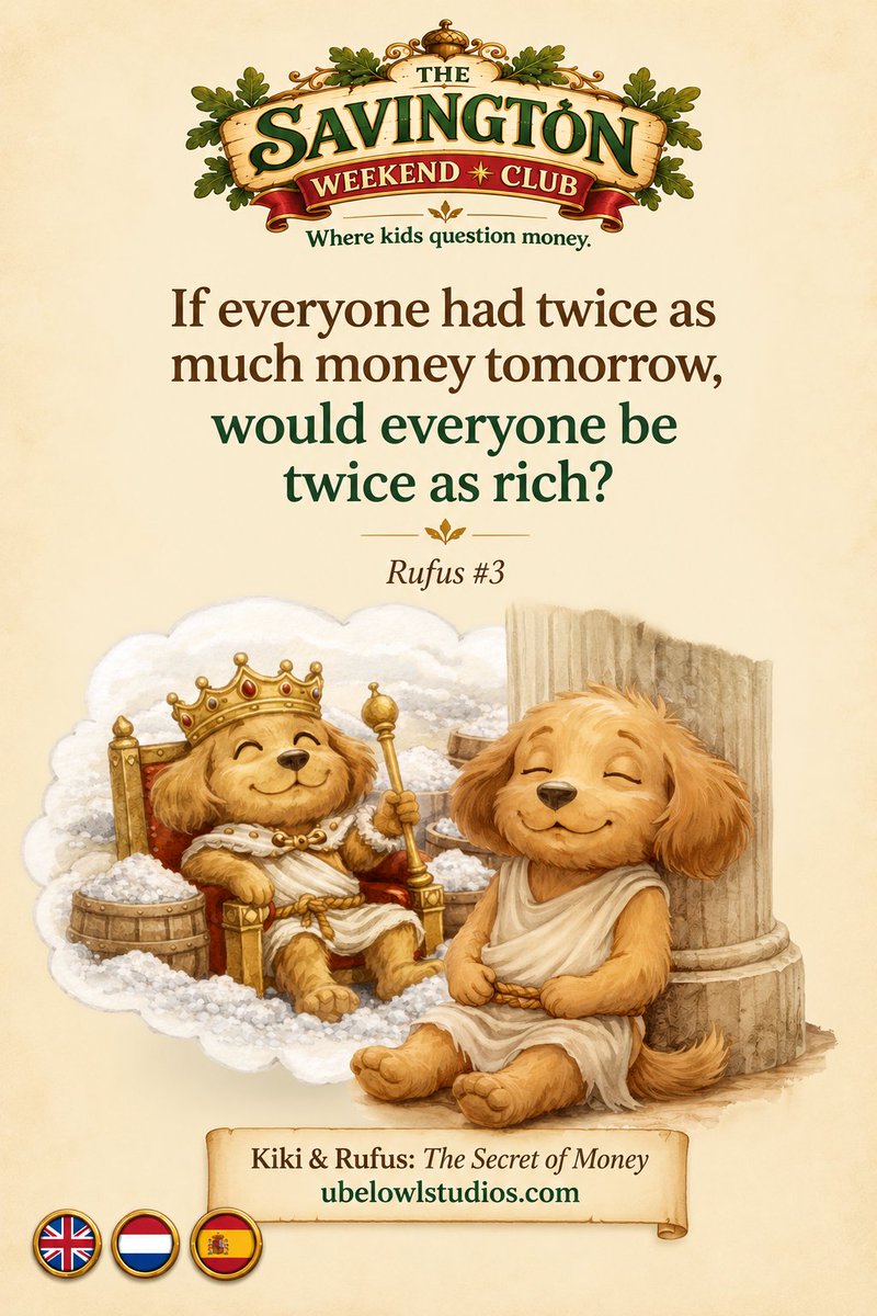 Ubelowl's tweet photo. If everyone had twice as much money tomorrow,
would everyone be twice as rich?
- Rufus #3
Kiki &amp; Rufus: The Secret of Money
https://t.co/NqQUgjBi2P https://t.co/gOEYiok8TL