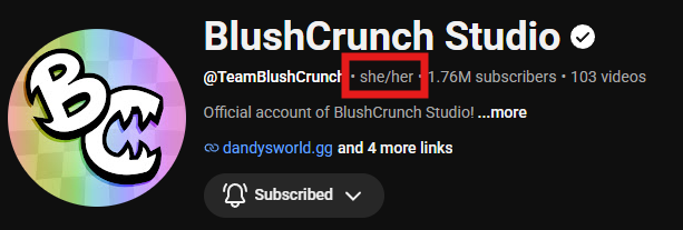 TheOguriiCap's tweet photo. Blushcrunch Studio officially goes by she/her pronouns! https://t.co/hRFJKP6DPM