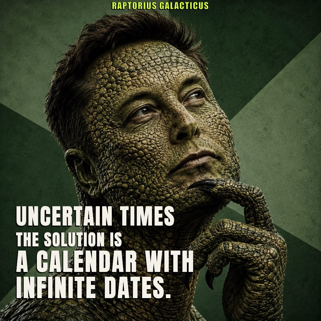 RaptoriusG's tweet photo. @The__Solstice Uncertain times the solution is a calendar with infinite dates.

$RAPTORIUS https://t.co/emJw79WUgE