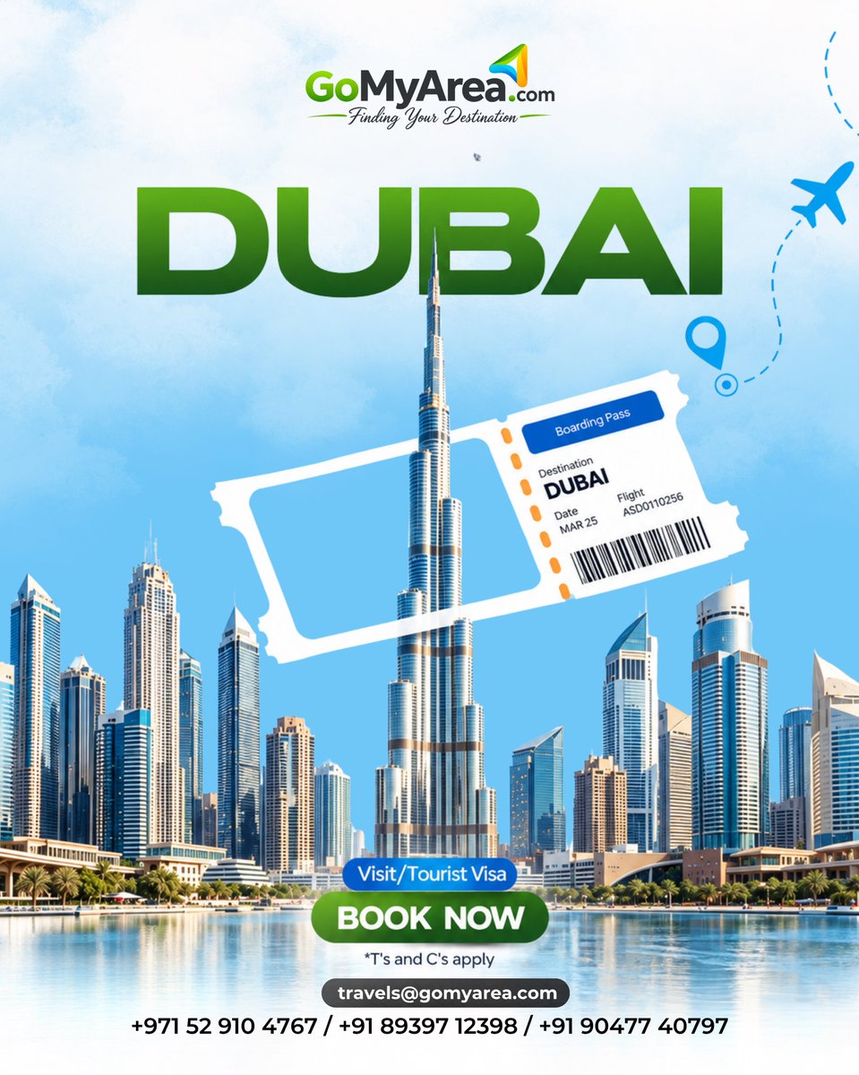 dianismantill's tweet photo. Trade your view for Dubai’s iconic skyline. From Burj Khalifa heights to desert safaris and world-class shopping, your next adventure starts here. Secure your Visit/Tourist Visa and book your dream trip with GoMyArea today. https://t.co/5JeN0H5RVb