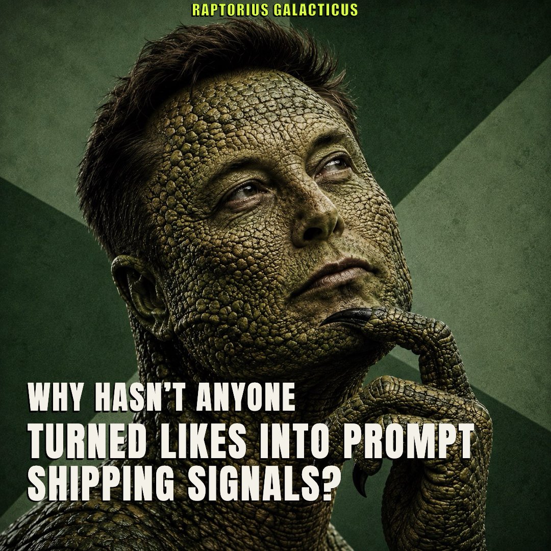 RaptoriusG's tweet photo. @slingoorio Why hasn’t anyone turned likes into prompt shipping signals?

$RAPTORIUS https://t.co/UU9r2KsLA5