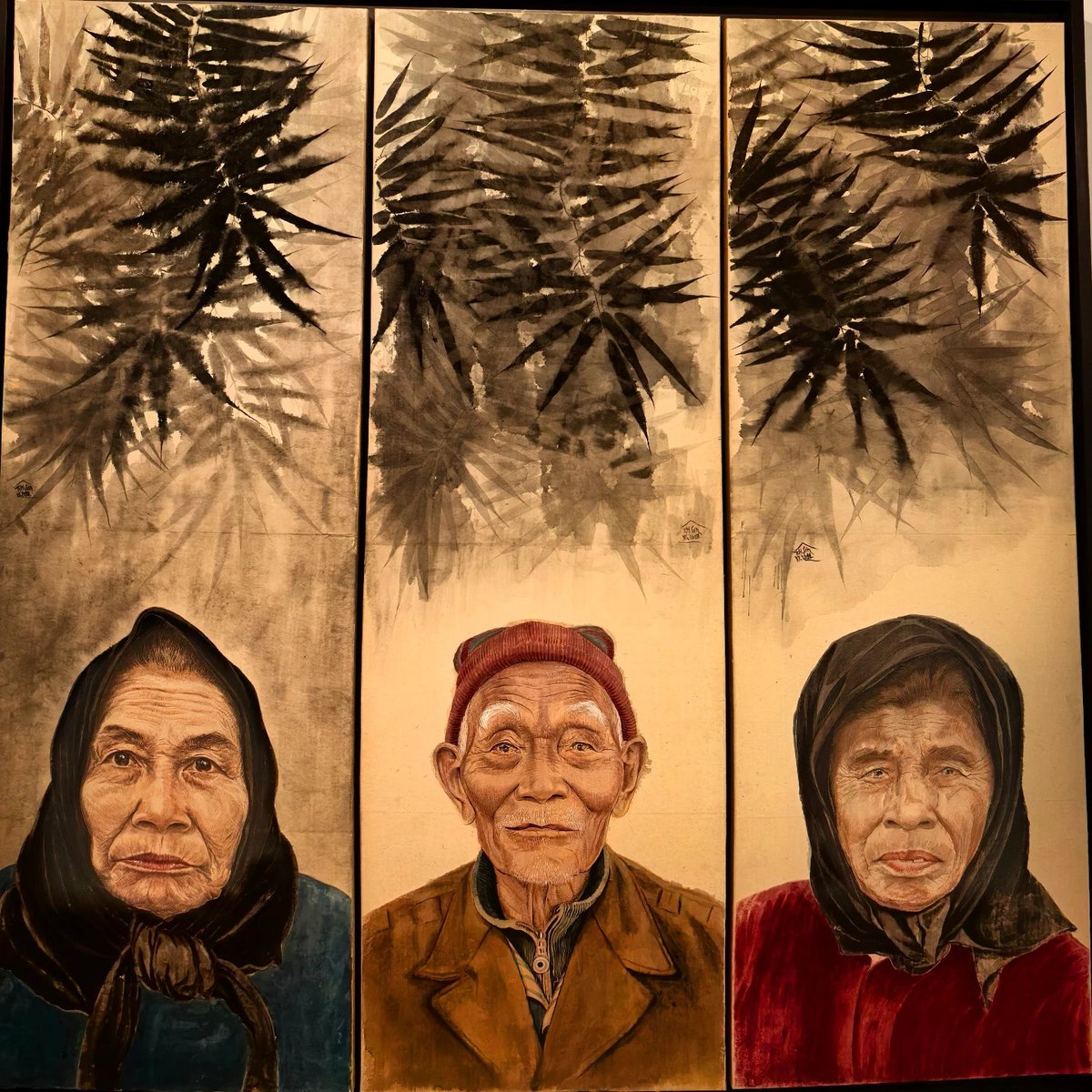Ali051994's tweet photo. A timeless Vietnamese lacquer painting, where resin, patience, and memory honor the quiet dignity of generations. https://t.co/OhGXnswN7h
