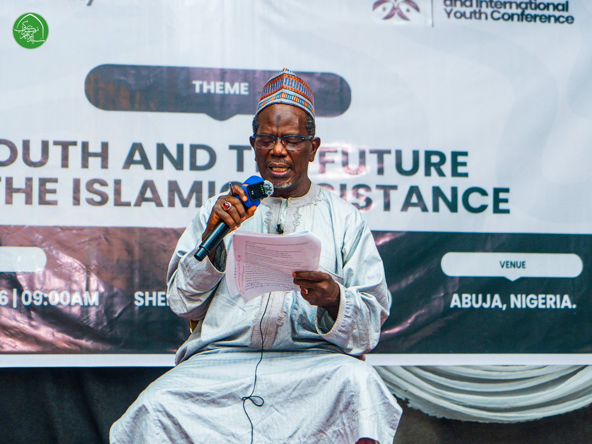 SZakzakyOffice's tweet photo. On Saturday, 17 October 2026, the Leader, Sheikh Ibraheem Zakzaky (H), delivered a closing speech to participants of the International Youth Conference, themed “Youth and the Future of Islamic Resistance,” organised by JASAZ of the Islamic movement in Abuja. https://t.co/WbIFKmeC8c