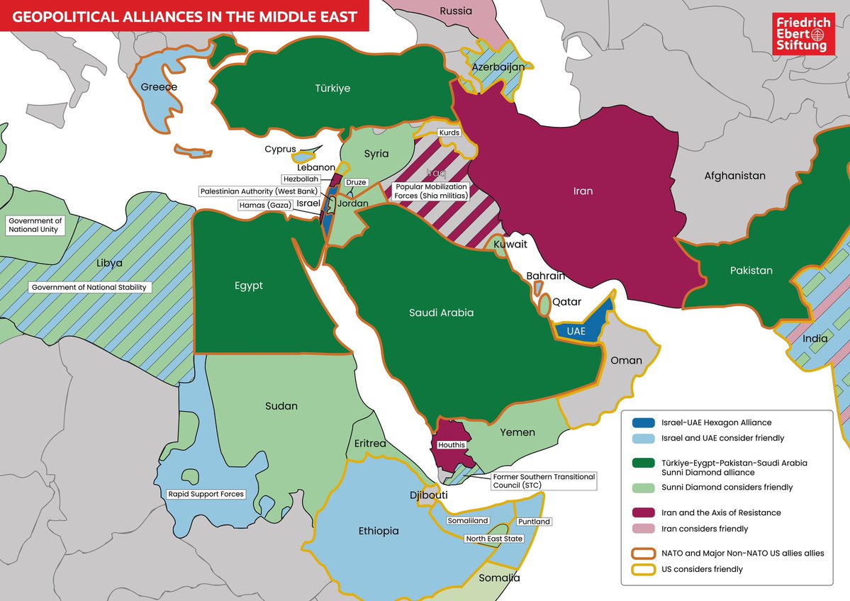 clashreport's tweet photo. Netanyahu displayed this map of the Middle East, divided into different factions, during his speech on Israel's security earlier today. https://t.co/jTxvq09Ig7