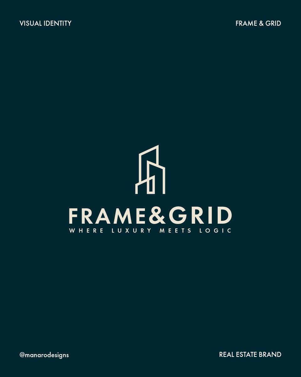 manarodesigns's tweet photo. Day 02/30 🎨

FRAME &amp; GRID | Visual Identity

اليوم الثاني من تحدي الـ30 يوم تصميم ✨

هوية بصرية لبراند عقاري مستوحاة من الهندسة المعمارية، بتجمع بين الفخامة والبساطة والتصميم المنظم.

Where Luxury Meets Logic.

#30DaysDesignChallenge #BrandIdentity #GraphicDesign https://t.co/Fn2sseTap0