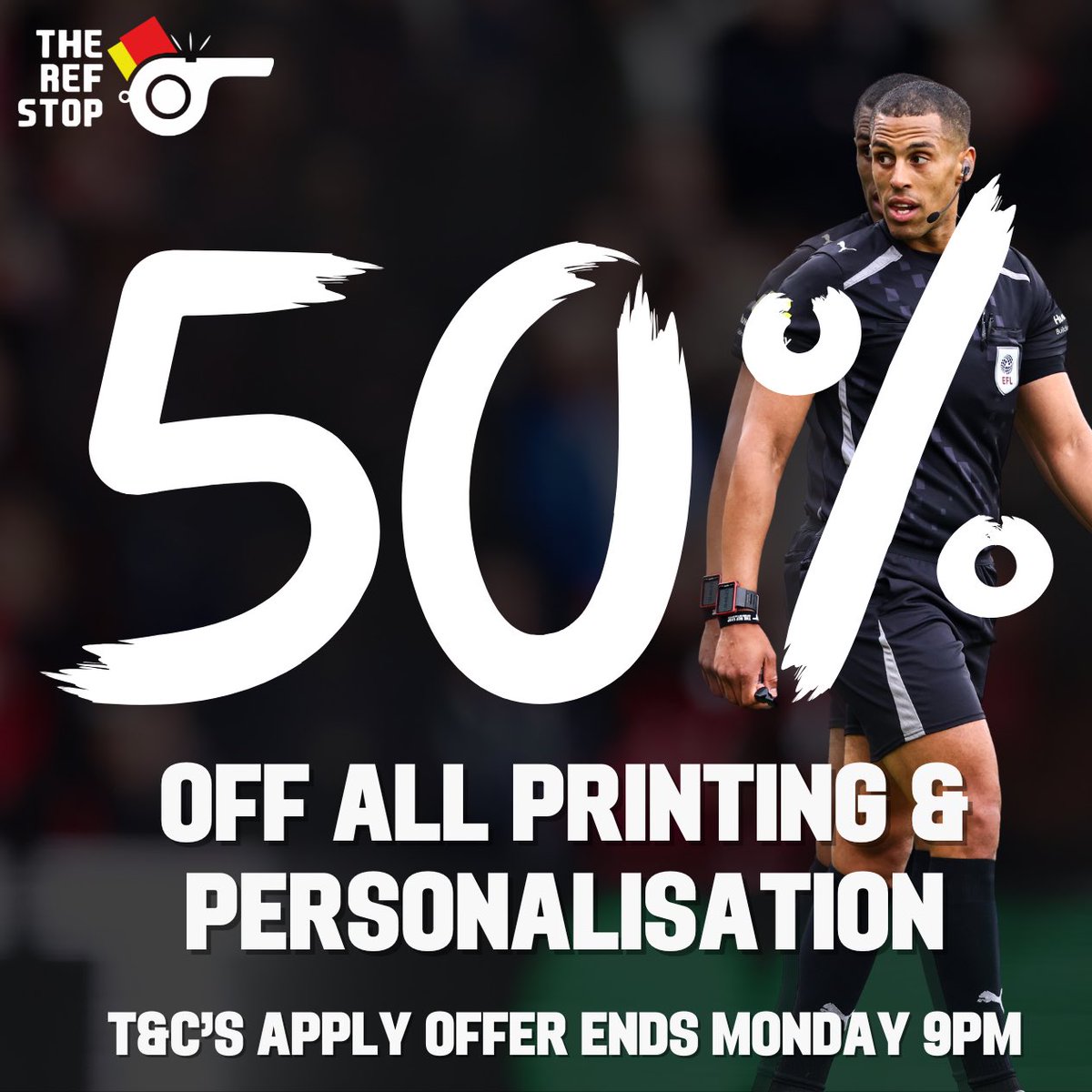 TheRefStop's tweet photo. 🔥 50% OFF PRINTING ALL WEEKEND! 🔥

Your kit. Your style. Your Ref Stop.

Choose from the world’s biggest brands, with match and training kit available, and make it yours with HALF-PRICE printing this weekend! ⚽👕

Shop now at Ref Stop and get your kit looking the part.

https://t.co/Hw34U1wSxh