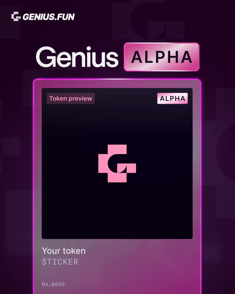 GeniusTerminal's tweet photo. Who's got some alpha? 👀

Create your token, pair it with any of the available assets, and launch it as an Alpha Launch on https://t.co/LQIdptF8DF.

Alpha Launches receive prominent placement on the platform, giving new tokens and their communities greater visibility from day one.