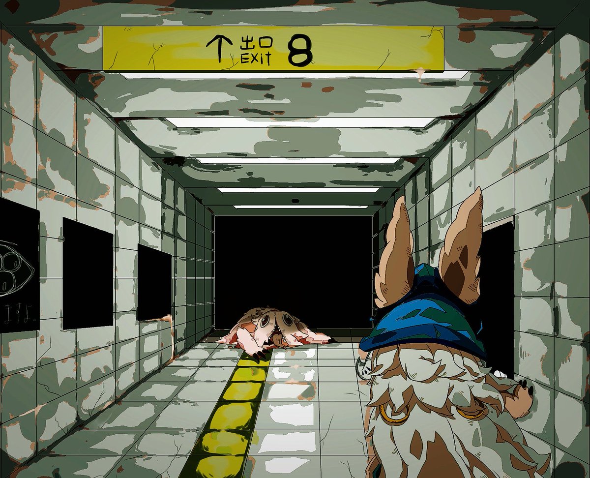zlo1py_404's tweet photo. 異変を見つけたら、すぐに引き返すこと
 #メイドインアビス （FA）（8番出口パロ） https://t.co/io7TyEA3OT