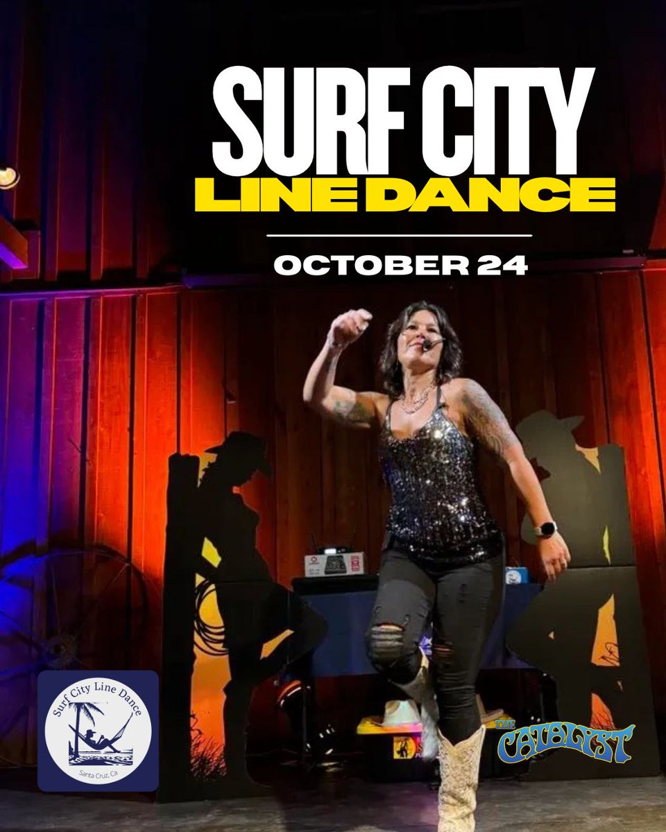 CatalystClub's tweet photo. 🤠 Surf City Line Dance at The Catalyst this Saturday, Oct 24!

Beginner lessons + social dancing at 7 PM.
Barnstormer live 8–10 PM.

Doors 6:30 PM | All ages
$15/person at the door

Details: https://t.co/ZSEqUERUUD https://t.co/tvJ4DyZsTX