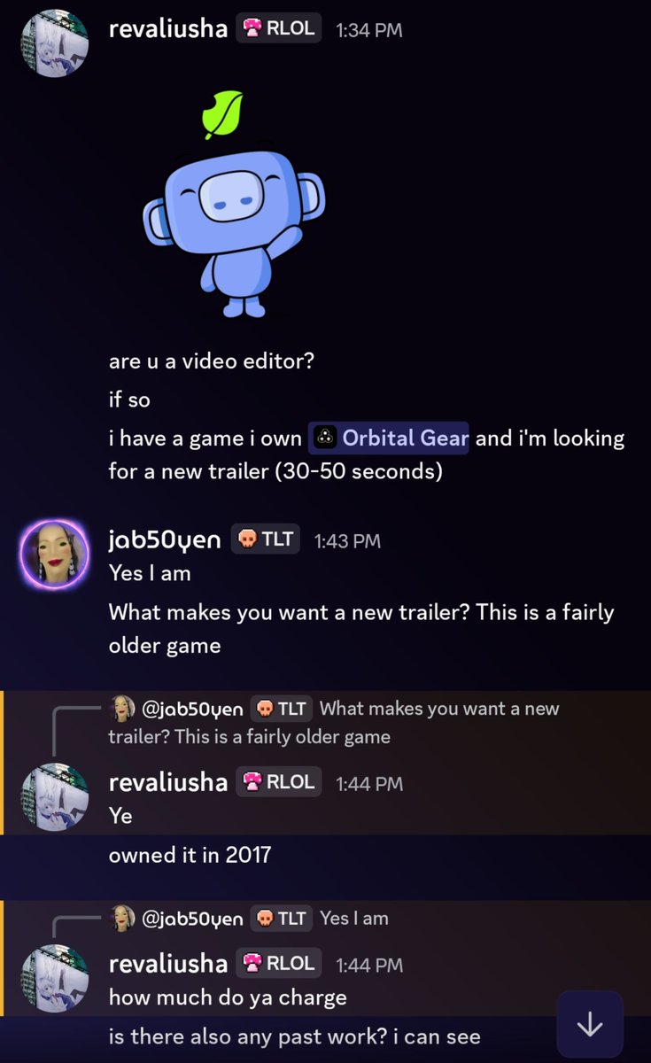 jab50yen's tweet photo. Is this a new Discord scam where people claim to be an owner of a 10+ year old game and try to get you to work on it by joining servers and shit lol https://t.co/lPZFkyRGDV
