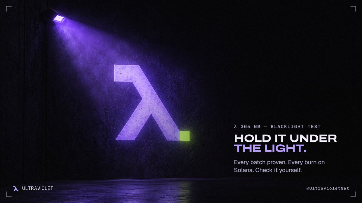ultravioletnet's tweet photo. Put us under the blacklight.

Every batch → proven, verified on Solana
Every fee → buys back and burns $UV
Every burn → a public tx

Don’t take our word for it. check. https://t.co/PcAfIuiq6A