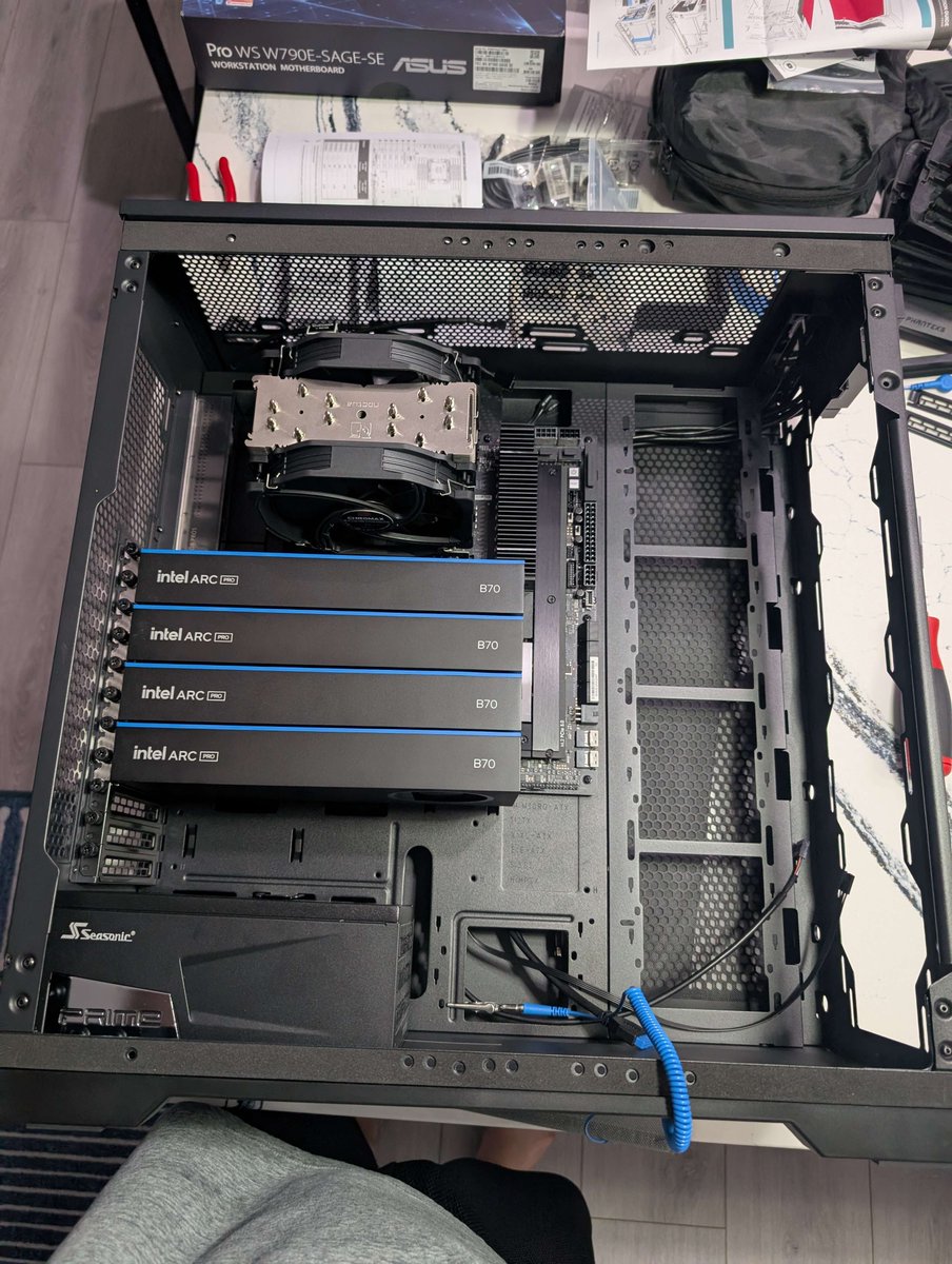 denihil2's tweet photo. getting a local inference machine setup, good shit! the builds continue https://t.co/TxueDVXj7g